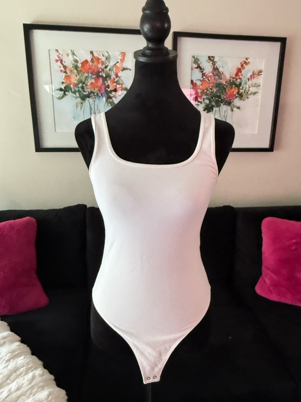 Abercrombie & Fitch White Scoop Neck Bodysuit